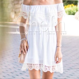 Off The Shoulder White Lace Dress